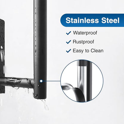 Paper Towel Holder - Self-Adhesive or Drilling, Matte Black Wall Mounted Rack - SUS304 Stainless Steel Kitchen Roll Dispenser Under Cabinet