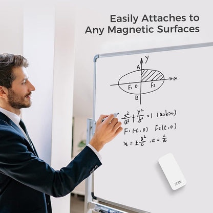 loukin Magnetic Dry Erase Eraser, Whiteboard Eraser, Glass Board Remover, 3.4 fl oz Whiteboard Cleaner Included, for Classroom, Home and Office Use (White)