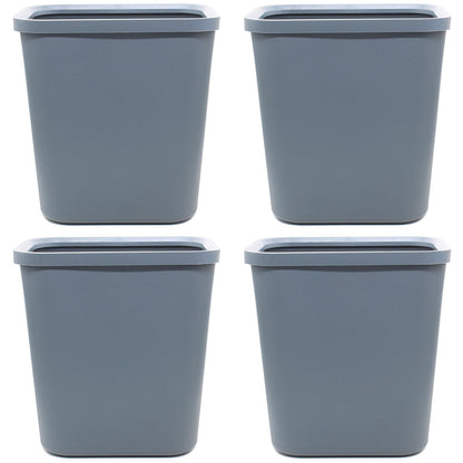 Halyuhn Small Waste Basket 4 Pack, 2 Gallon/8 L Blue Grey Garbage Can for Office, Bedroom, Bathroom and Kitchen, Office Trash Can with Snap Ring Fits Narrow Space, Plastic Trash Bin Waste Basket
