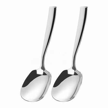 Wenkoni Large Buffet Serving Spoons,Heavy Duty 9.5X2.8 inches 316L Stainless Steel Serving Spoons Pack of 2,Silver