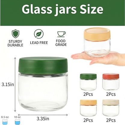 Cididu 8 Pack Overnight Oats Container with Lids, 10 Oz Clear Glass Yogurt Storage Jar, Leak Proof Empty Glass Candy Jar for Food Prep, Spice, Snacks, Jam, Beans, Cereal, Kitchen, Airtight