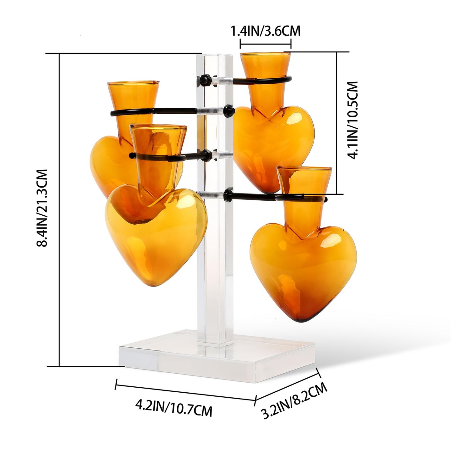 YYHglass Clear Plants Propagation Stations Terrarium Kit Birthday Gift for Women for Indoor Home Office Decor Acrylic Plant Accessories - 4 Love Hear Vase