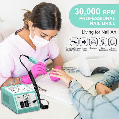 Professional Nail Drill Machine 30000 RPM Efile Electric Nail Filer Kit for Finger Toe Nails, Acrylic Gel Nails, Manicure Pedicure Drill with 6Pcs Nail Bits, 106Pcs Sanding Bands - Pink
