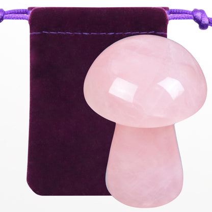 ZHIYUXI Rose Quartz Crystal Mushroom Sculpture Rose Quartz Stone Mini Mushroom Ornaments Gemstones Protection Crystals Mushroom Figurine Decor for Witchcraft Supplies Reiki Meditation 1.9" x 1.3"