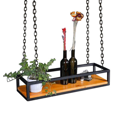 Hanging Flower Pot Display Rack - Wooden & Metal Plant Stand for Balcony, Bar, Patio, Garden - Adjustable Sizes 60/80/100/120/140cm - Stylish Railing Shelf for Flower Baskets
