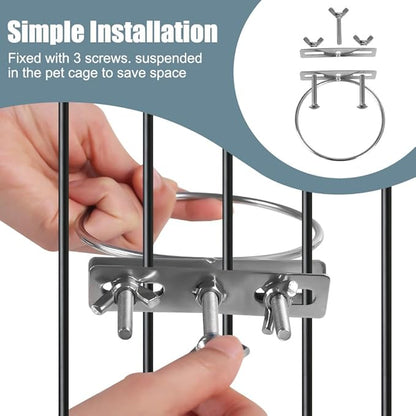 Bird Feeding Dish Cups,Stainless Steel Birdcage Coop Water Feeder with Clamp Holder for Birds,Parrots,Cockatiel,Parakeet,Macaw,Finches, Lovebirds,Small Animals