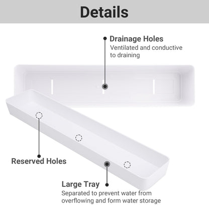 GREANER Window Boxes Planters with 100PCS 4inch White Plant Label, 3PCS 16x3.8 Inch Large Herb Planters with Tray, Indoor Succulent Cactus Flowers Vegetable Plastic Rectangle Pots for Balcony, Office,