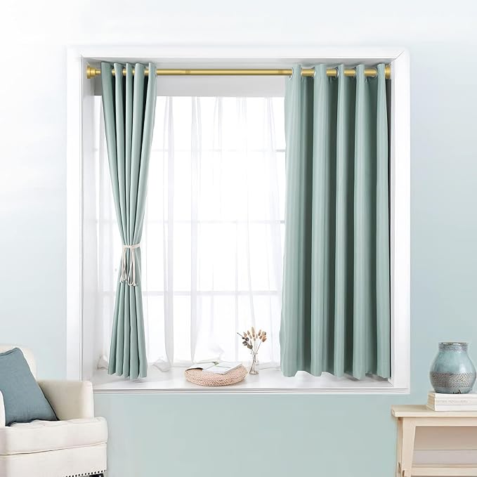 MEXAU Tension Curtain Rod For Window 45-77 Inches Adjustable Expandable Gold Spring Tension Rod Spring Curtain Rods No Drilling Extension Rods Tension Rod for Closet Doorway Kitchen