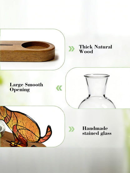 AfanDank Handmade Dog Propagation Stations： Funny Hydroponic Vase with Wooden Stand for Indoor Plants, for Plant Lovers Women Mom, Office Desk & Home Decor
