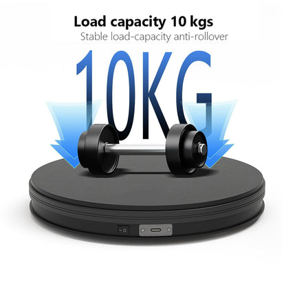 YVV Rotating Display Stand 9.84 Inch, 360° Motorized Turntable Display, USB Powered Spinning Display Platform for Product Photography, Jewelry, Shoes, 22 lbs Load, Black Electric Display Base