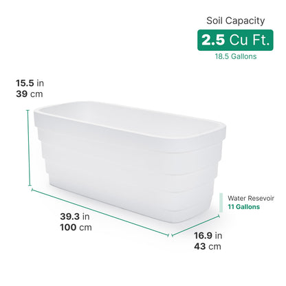 Step2 Wave Trough Planter, Large Planters for Outdoor Plants, Gardening and Flower Pot for Patio or Porch, Efficient Drainage, Durable Plastic, White, 2-Pack