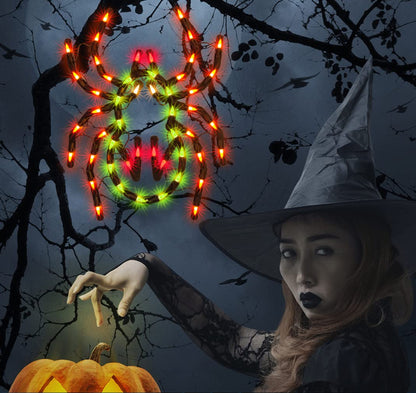 JUSTPRO 12.8" Lighted Spider Halloween Window Silhouette Decoration,Halloween Lighted Window Decoration,Hanging Light Up Holiday Ornament(Spider Light)