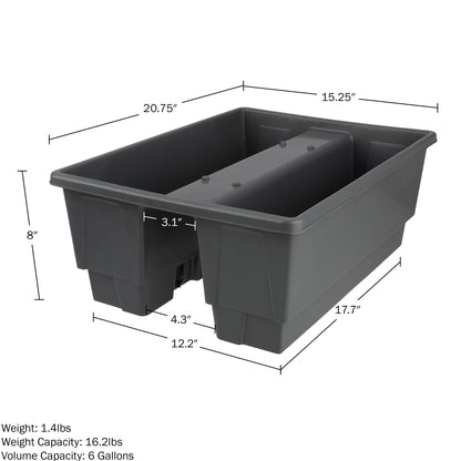 Railing Planter Box 2-Pack - 20.75-Inch Flower Boxes with Removable Drainage Inserts - 6-Gallon Outdoor Planters for Porch, Deck, or Balcony Decor, Fits Rail 3” - 4” by Pure Garden (Gray)