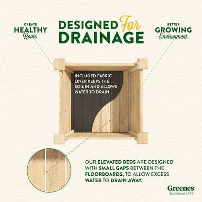 Greenes Fence Premium Cedar Elevated Planter, 24" x 24" x 17" (3/4" Thick) - Made in USA with North American Cedar