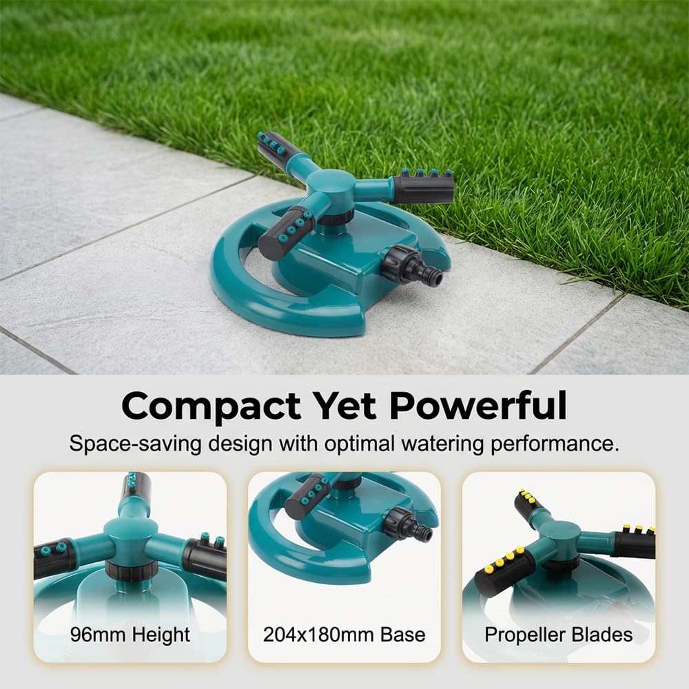 360° Rotating Garden Sprinkler, 2026 New Adjustable Yard Sprinkler for Backyard Grass Care, Durable Water Sprinkler for Water Play Outdoor Pets Water Fun (Yellow)