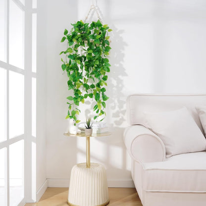 BLEUM CADE Fake Hanging Plants, 8pcs Artificial Pothos Vines Greenery for Wall Home Living Room Office Indoor Outdoor Decor (No Baskets)