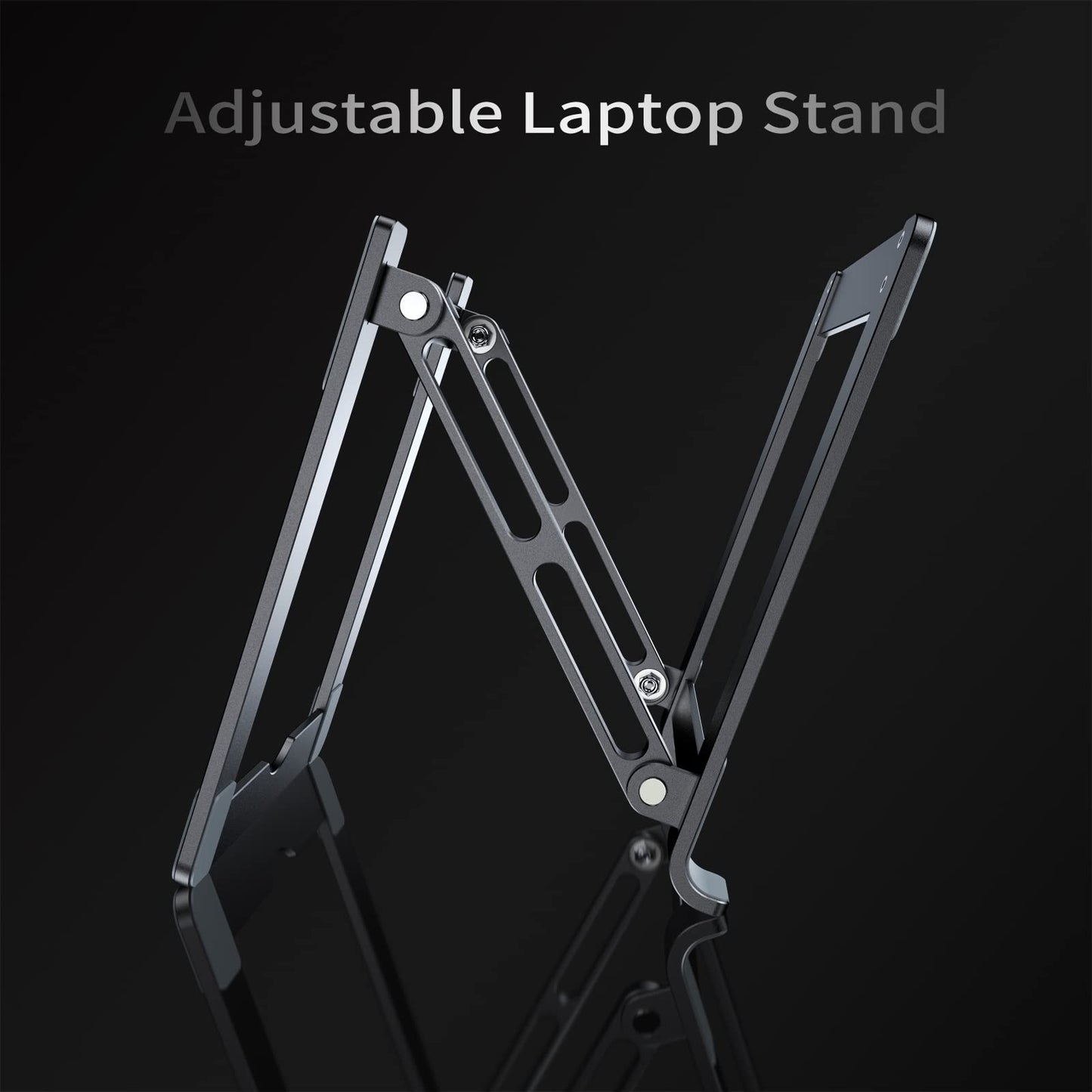 Laptop Stand for Desk - Adjustable Laptop Holder, Portable Laptop Riser with Multi-Angle Height Adjustable Computer Stand for MacBook Air/Pro and More Notebooks 10-17.3" - Grey
