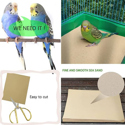 Firdnyohs 25PCS Gravel Paper for Bird Cage,11" x17" Bird cage Liner Gravel Paper Special for Bird Cage in sea Sand-Great for Hard-Billed Birds Safe& Clean & Easy for Improved Digestion…