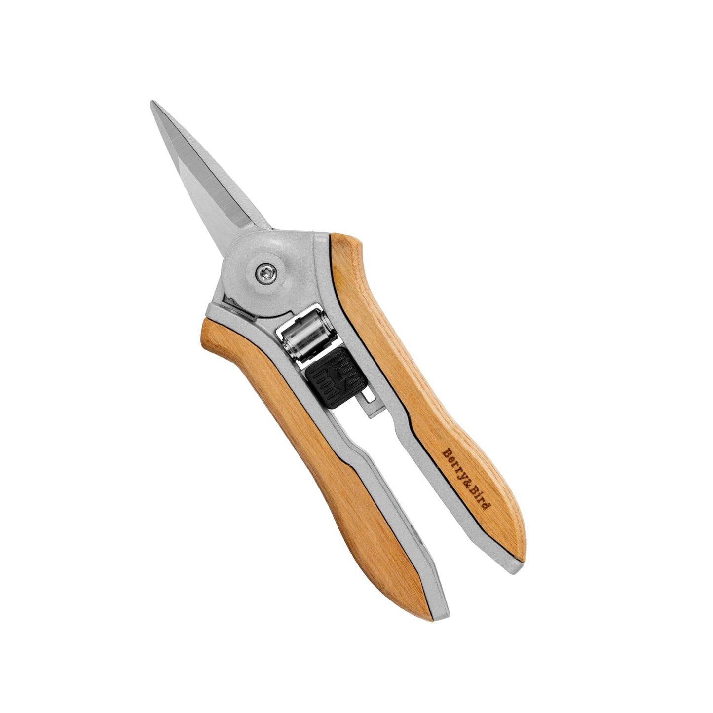 Berry&Bird Mini Pruning Shears for Gardening Straight Blades Hand Pruners with Wooden Handle Garden Scissors Snips Stainless Steel Trimming Small Clippers Bonsai Compact Size Shearing Tool