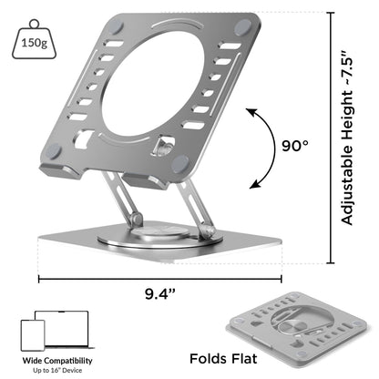 Uncaged Ergonomics Swivel Laptop Stand for Desk, Adjustable Computer iPad Stand for Desk w/ 360 Rotation, Portable Laptop Holder for Home Office Ergonomic Supplies