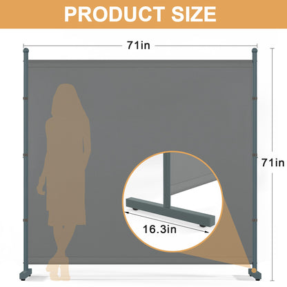 Yettsoy 6FT Extra Thick Single Panel Room Divider, Heavy Duty Privacy Partition Screen Wall Divider for Room Separation, Freestanding 71" W Room Divider Panel for Dorm Studio Office, Grey