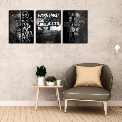 Motivational Quotes Wall Art Lion Canvas Art Inspiring Entrepreneur Success Motivational Wall Decor Inspirational Lion Poster Prints Framed Wall Art Posters Office Decor(36''Wx 16''H)