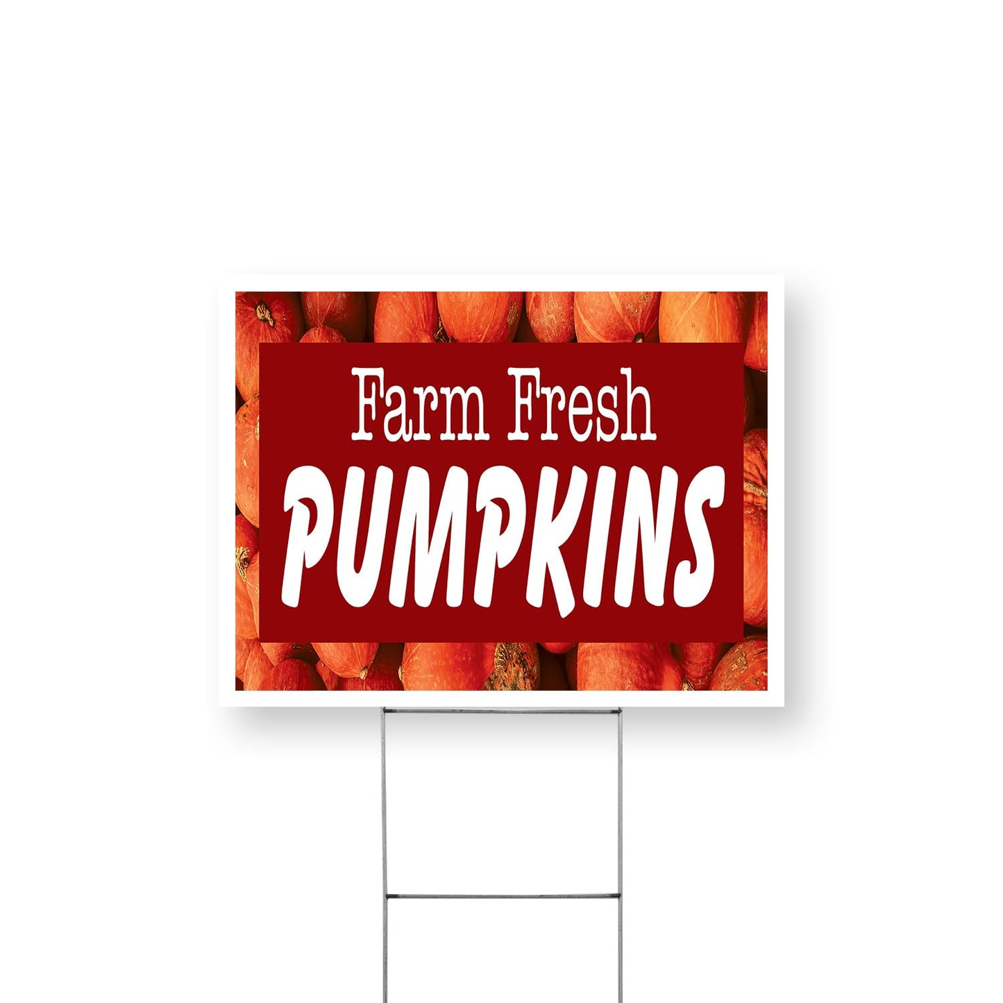 Farm Fresh Pumpkins Yard Sign 12 Inch x 16 Inch Double Sided Weatherproof Heavy-Duty Plastic with Stake | Seasonal Favorites, Local Farms, Freshly Picked | Made in USA