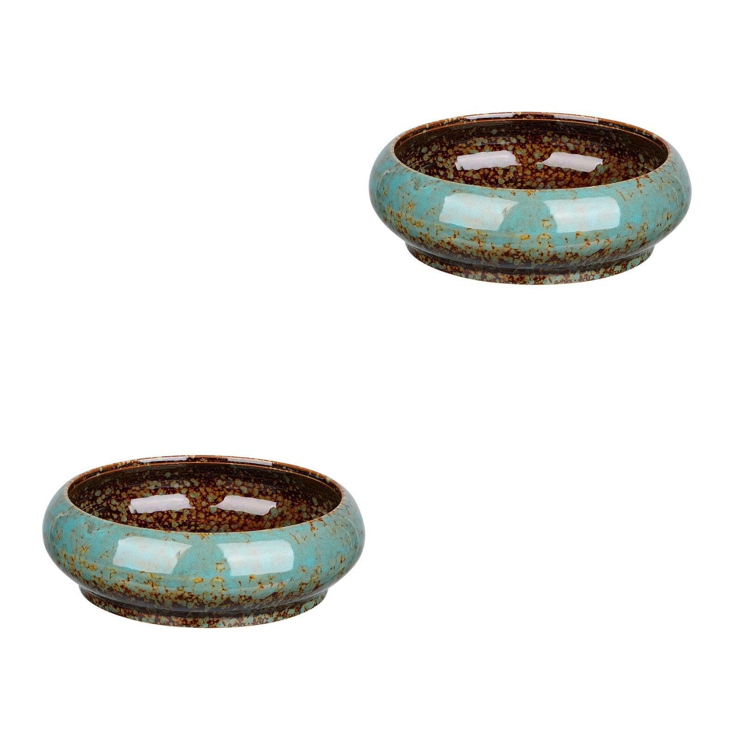 DOITOOL 2Pcs Bonsai Pot Indoor Hydroponic Planters Succulent Round Bowls for Planting in Water Lily Planter Ceramic Hydroponic Plant Pots