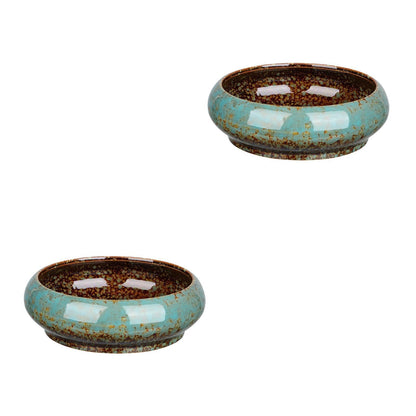 DOITOOL 2Pcs Bonsai Pot Indoor Hydroponic Planters Succulent Round Bowls for Planting in Water Lily Planter Ceramic Hydroponic Plant Pots