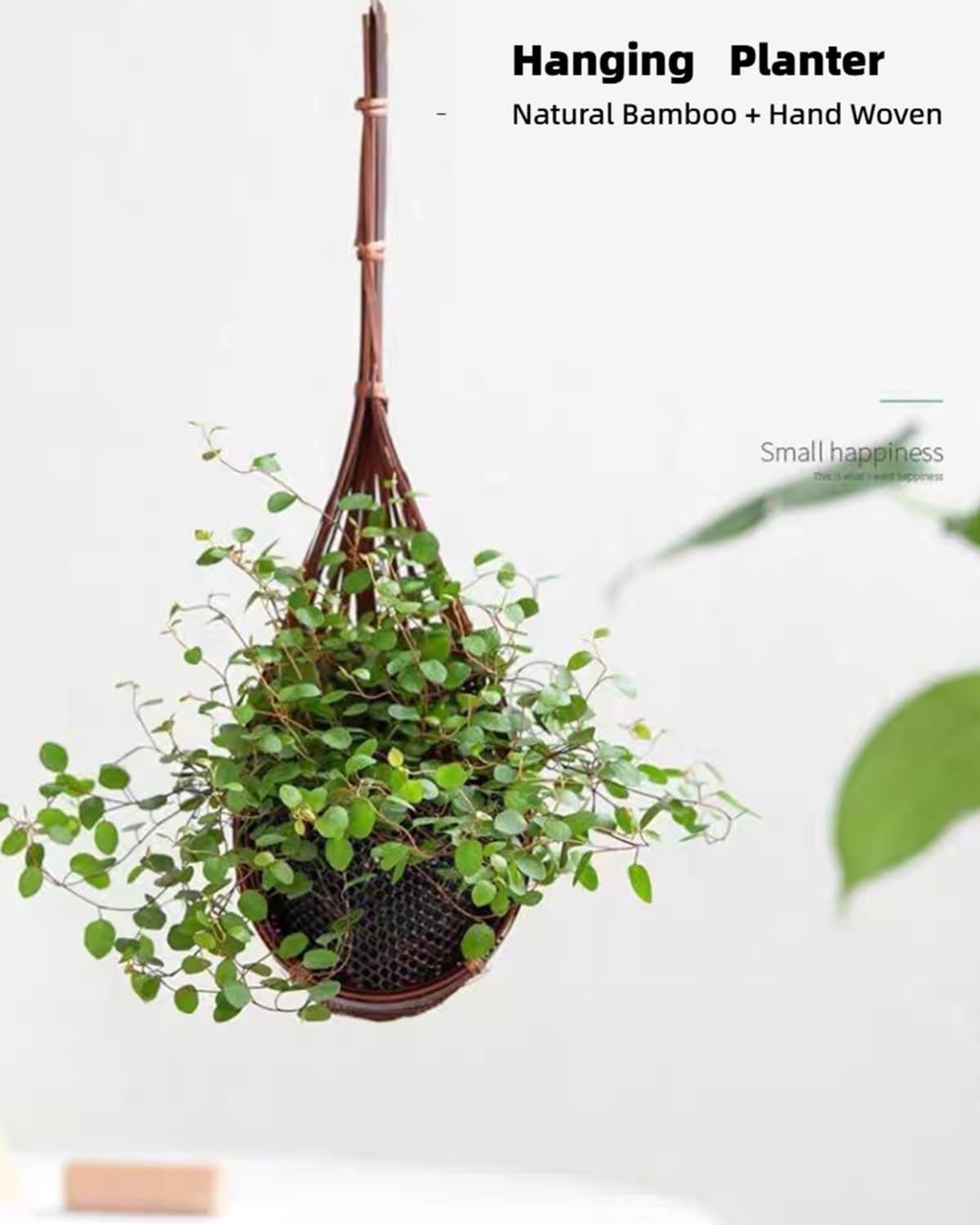 Gogeffor Hanging Orchid Planter: 3 Pack Wall Plant Pot with Adjustable Hook Breathable - 4 Inch Handmade Bamboo Flower Basket for Indoor Window Balcony Corridor Railing Garden Fence - Brown