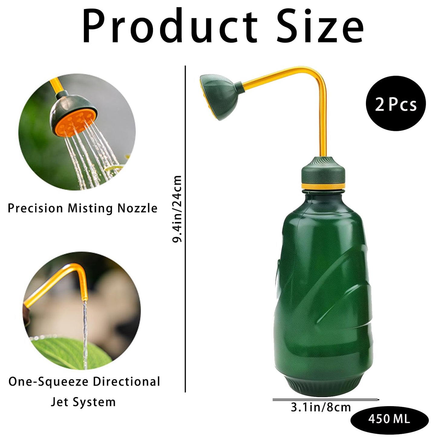 Zisqerts 450ml Plant Watering Can Spray Bottle for Indoor Plants, Succulents, Flowers Fine Mist Squeeze Bottle for Home Gardening & Plant Care (2)