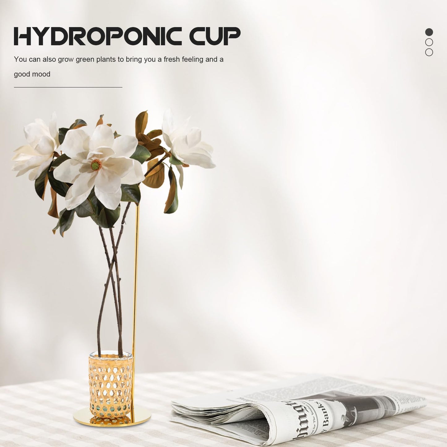 FUTUREORYY Hydroponic Vase Glass Cup with Holder Set, Small Desk Planter Terrarium for Flower Arrangement and Dried Plants, Nordic Style Home Décor, 1pcs