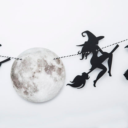 Halloween Witch Banner, Witchy Full Moon Garland, Halloween Decorations, Fall Decor