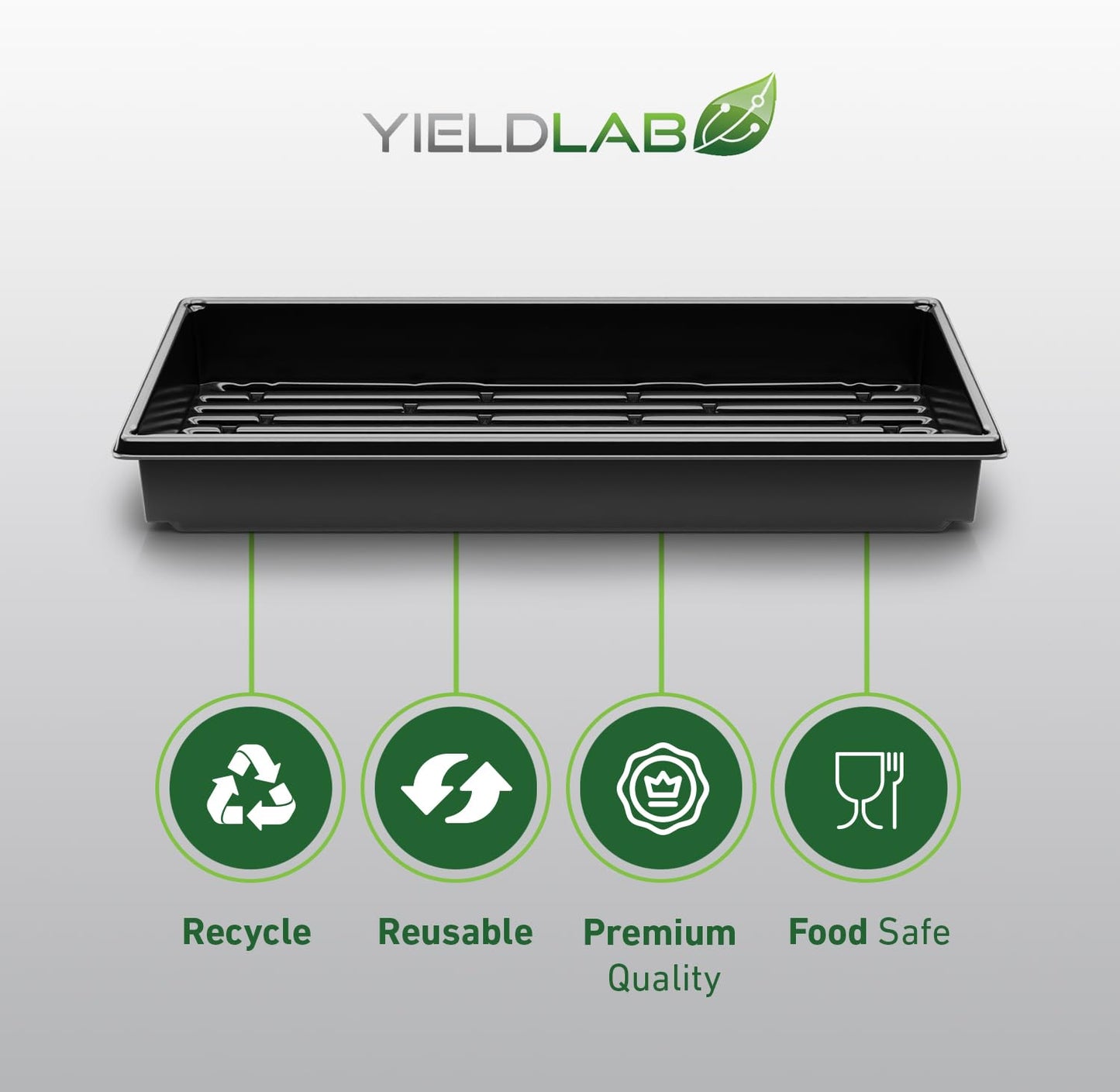 Yield Lab 10x20 Inch Black Plastic 10 Pack Plant Propagation Tray – Growing Trays for Garden, Planting, Seedling, Soil & Hydroponic Horticulture - Microgreen Trays Grow Plants - No Drain Holes