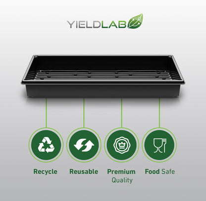 Yield Lab 10x20 Inch Black Plastic 10 Pack Plant Propagation Tray – Growing Trays for Garden, Planting, Seedling, Soil & Hydroponic Horticulture - Microgreen Trays Grow Plants - No Drain Holes