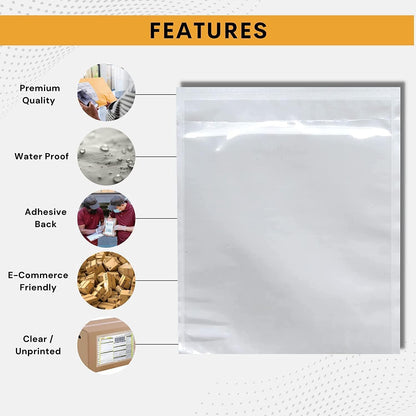 300 Pack 6"x9" Shipping Label Sleeves – Clear Self-Adhesive Packing Slip Pouches, Waterproof Packing List Envelopes – Ideal for Shipping Documents, Mailing Labels, Invoices & Packing Slips