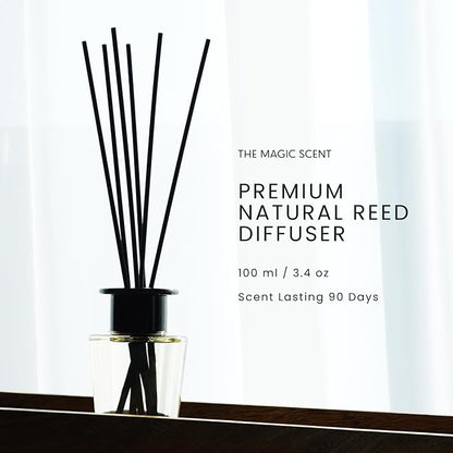The Magic Scent Mahogany & Teakwood Reed Diffuser for Home - Luxury Scent Diffuser with Premium Fiber Reeds for Lasting Gentle Dispersal - Natural, Toxin-Free Aroma Inspired by Ambercrombie & Fitch