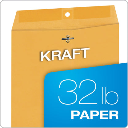 Quality Park 9 x 12 Clasp Envelopes, Clasp and Gummed Closures for Storing or Mailing, Extra Heavy-Duty 32 lb Kraft Paper, 100 per Box (QUA37790)