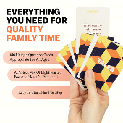 TALES Family Edition 150 Conversation Cards for Family Game Night, Adults, Teens, and Kids, Family Dinners, and Gatherings, Prompts for Meaningful Connections