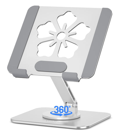 Axbima Rotating Tablet Stand for Desk-Aluminum Office Desk Accessories for Women Moms iPad Gifts Home Office Portable Monitor Stand for iPad, Compatible with iPad Pro, Air, Mini, Kindle 4–12.9",Silver
