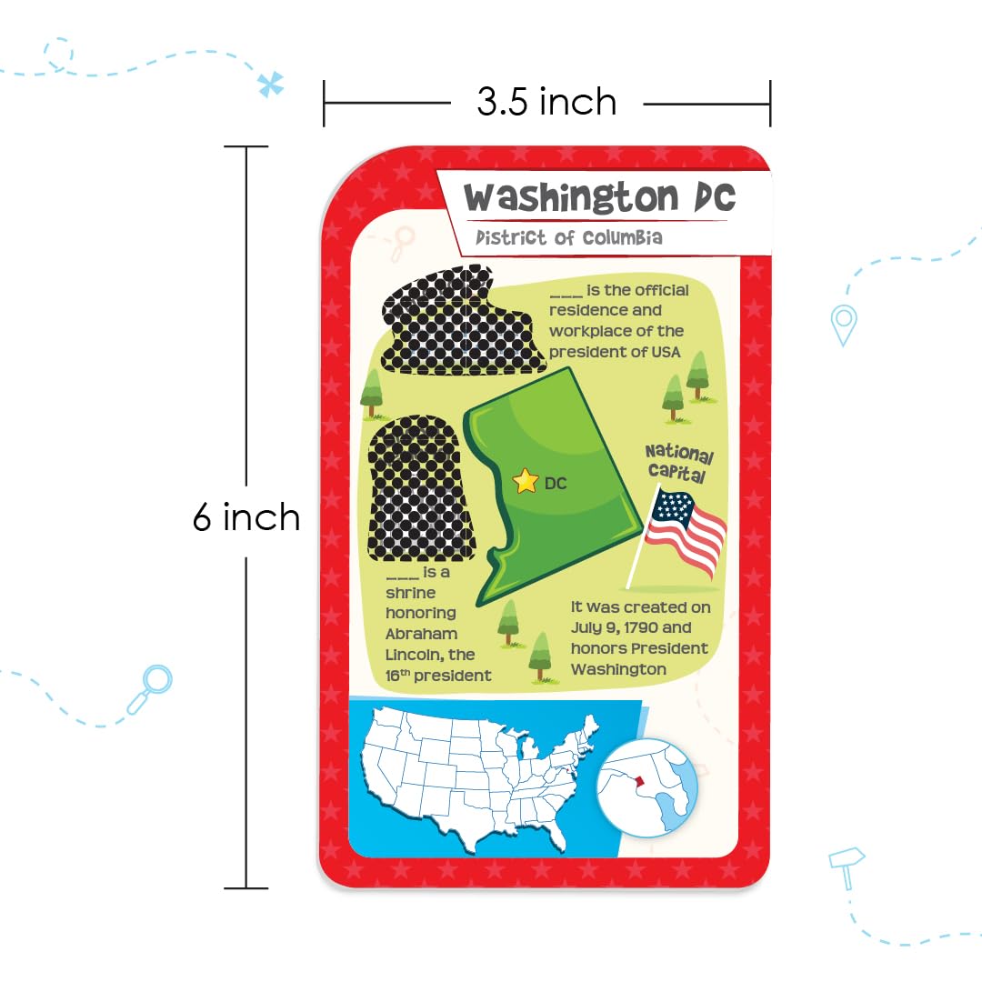 Imagimake Mapology USA Flash Cards | Learn United States Along with Flags and State Shapes | Ages 8-12 | Foam Jigsaw Puzzle, Fun Facts, Educational Toy for Kids | Gift for Christmas and Birthdays