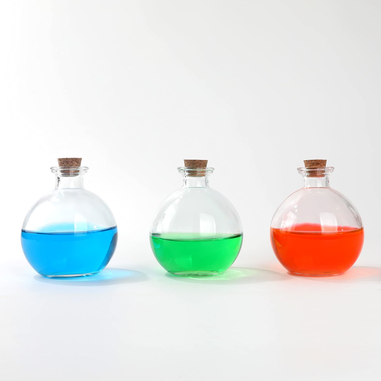 Magic Season Decorative Glass Bottles with Cork Stoppers - 260 ml Potion Bottles (6 Pcs)