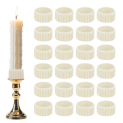 EEEKit 24 PCS Rubber Candle Grippers, Candlestick Holder Rings for Taper Candles, White Rubber Candle Grips for Weddings, Halloween, Christmas