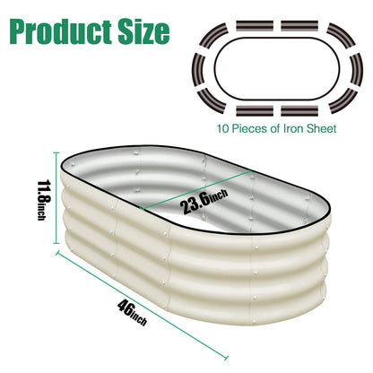 SnugNiture Galvanized Raised Garden Bed, 4x2x1ft Oval Metal Planter Box for Planting Outdoor Plants Vegetables