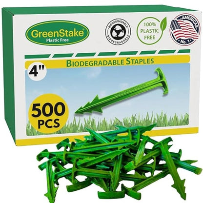 4-Inch Biodegradable Stakes, Pack of 500 - Superior Holding Power Stakes, Sod Staples for Weed Fabric, Eco-Friendly Garden Support Pegs & Fabric Pins, Netting,Turf, Landscaping and Gardening