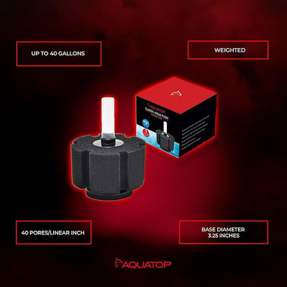 Aquatop Internal Sponge Filter – for Aquariums Up to 40 Gallons – Compatible with Air Pumps or Powerheads – Mechanical & Biological Filtration
