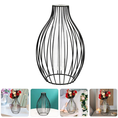 Beavorty Glass Tube Hydroponic Propagation Station with Black Iron Frame, Geometric Nordic Style Plant Terrarium Vase for Home Table Decoration