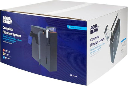 AquaReady HF-M Hang On Back Aquarium Filter with Protein Skimmer - Filtration for Saltwater Aquariums, Fish Tanks Up to 60 Gallons, Ultra Quiet Multi Step Filter, Probe Holders, Inlcudes Bio Media