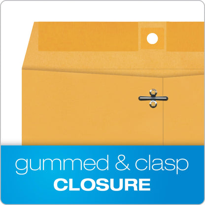 Quality Park 9 x 12 Clasp Envelopes, Clasp and Gummed Closures for Storing or Mailing, Extra Heavy-Duty 32 lb Kraft Paper, 100 per Box (QUA37790)