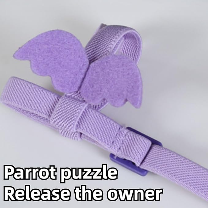 Pet Parrot Bird Harness and Leash, Adjustable Training Design Anti-Bite, Bird Nylon Rope with Cute Wing and Colorful Leash for Parrots Lovebird Cockatiel Conure Budgie (Purple with 393.7inch Leash,S)